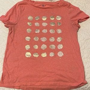 Tommy Hilfiger salmon pink with metallic gold dots shirt.
